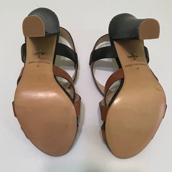 Pour La Victoire Vy Two Tone Crisscross Straps Open Toe Shoes - Picture 12 of 12